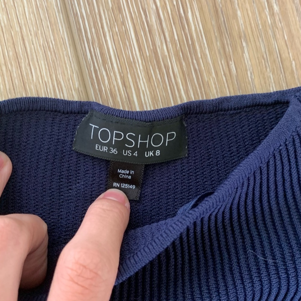 Topshop Navy Ribbed Sweater - Picture 3 of 4
